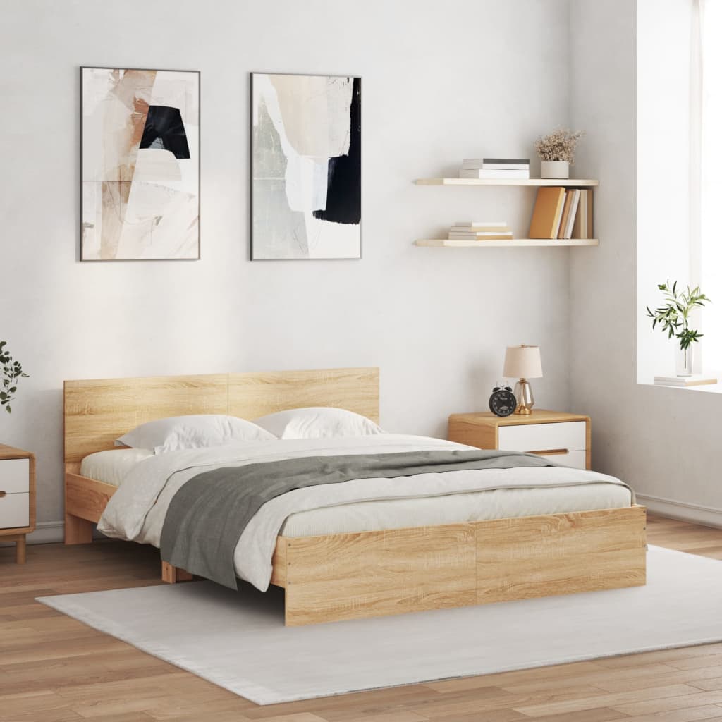 Sengeramme Med Hodegavl Og Led Sonoma Eik 150X200 Cm