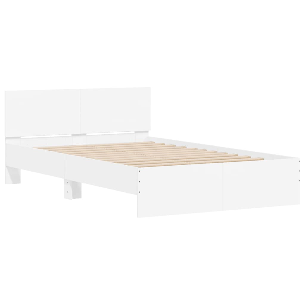 Sengeramme Med Hodegavl Og Led Hvit 140X190 Cm