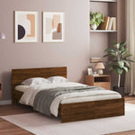 Sengeramme Med Hodegavl Og Led Brun Eik 140X190 Cm