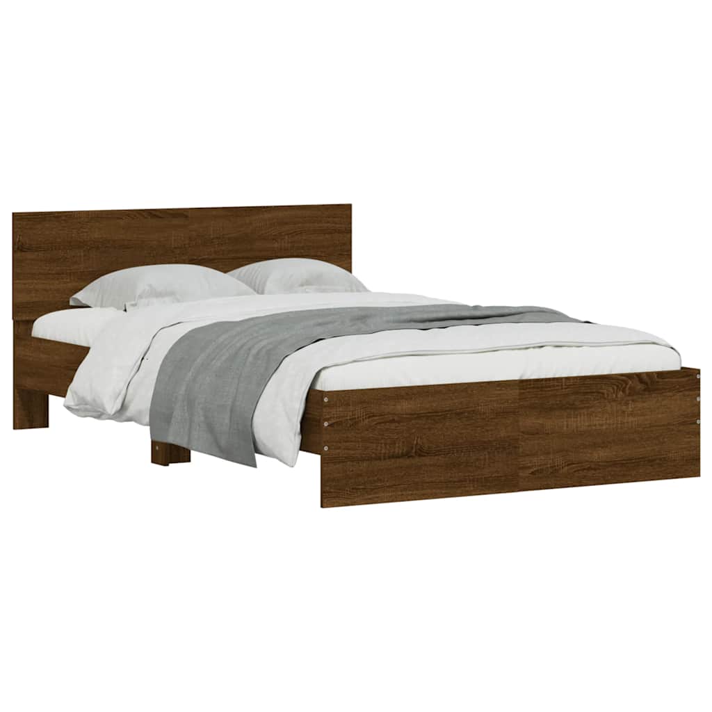 Sengeramme Med Hodegavl Og Led Brun Eik 140X190 Cm