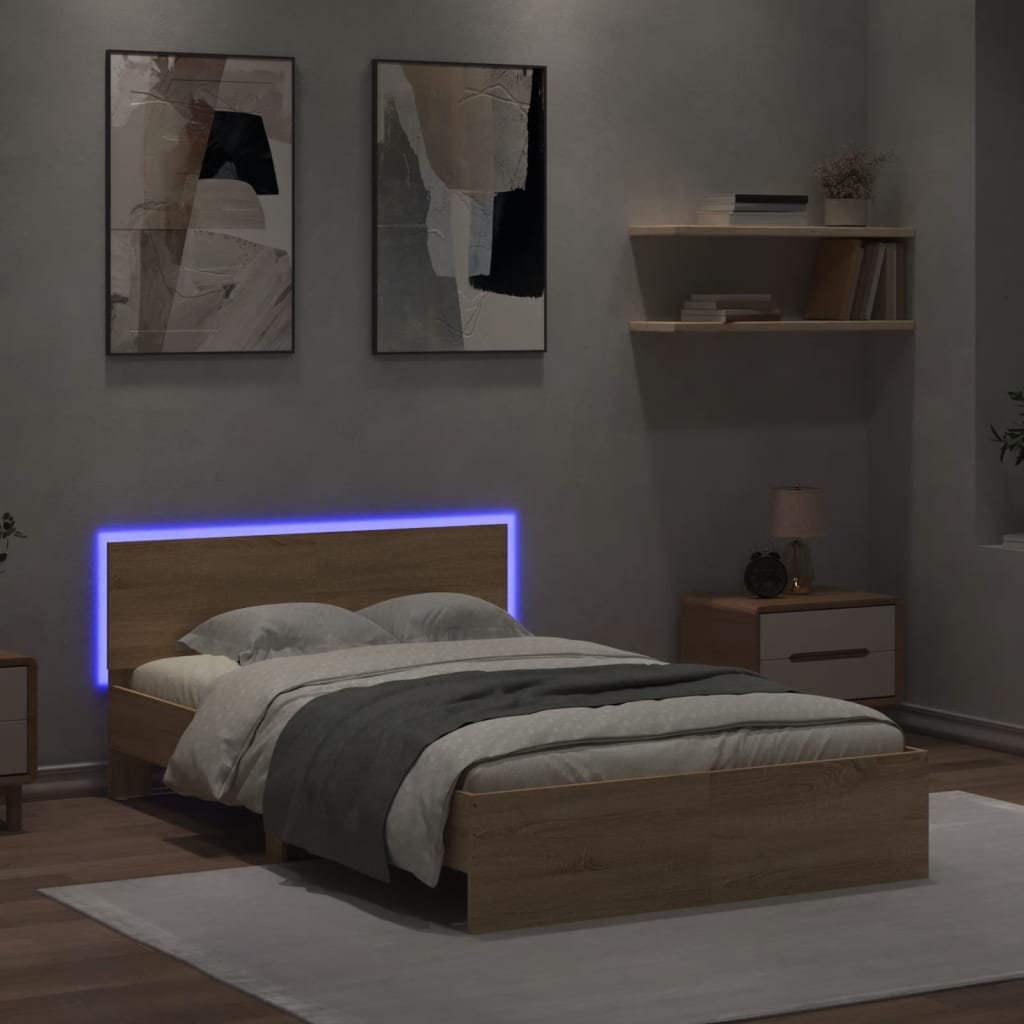 Sengeramme Med Hodegavl Og Led Sonoma Eik 135X190 Cm