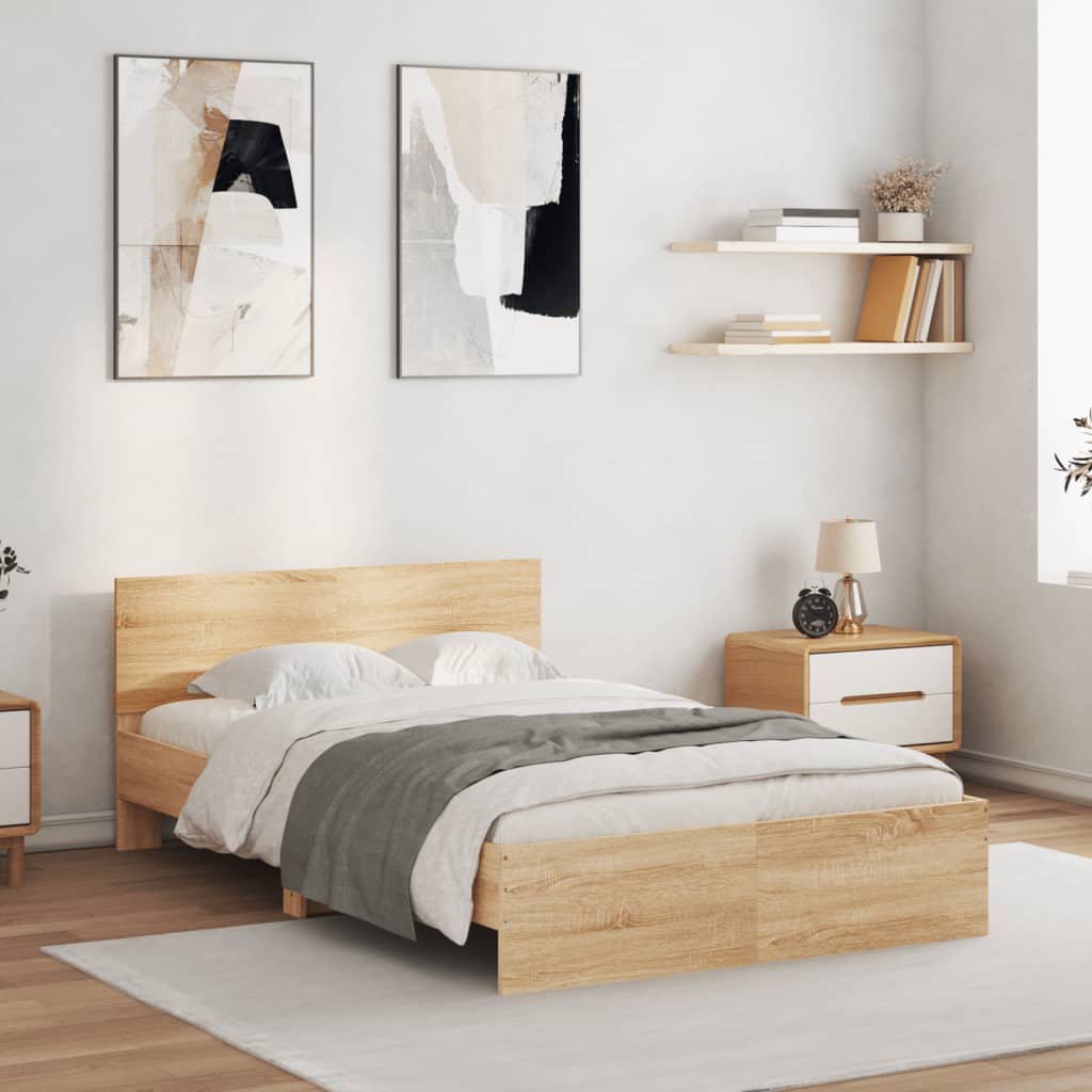 Sengeramme Med Hodegavl Og Led Sonoma Eik 135X190 Cm