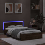 Sengeramme Med Hodegavl Og Led Brun Eik 120X190 Cm