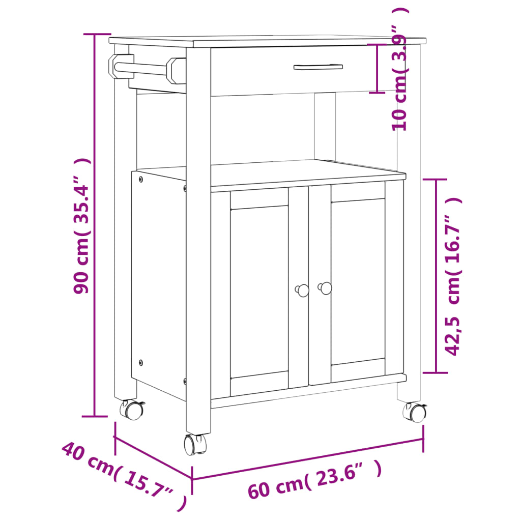 Kjøkkenvogn Monza 60X40X88,5 Cm Heltre Furu