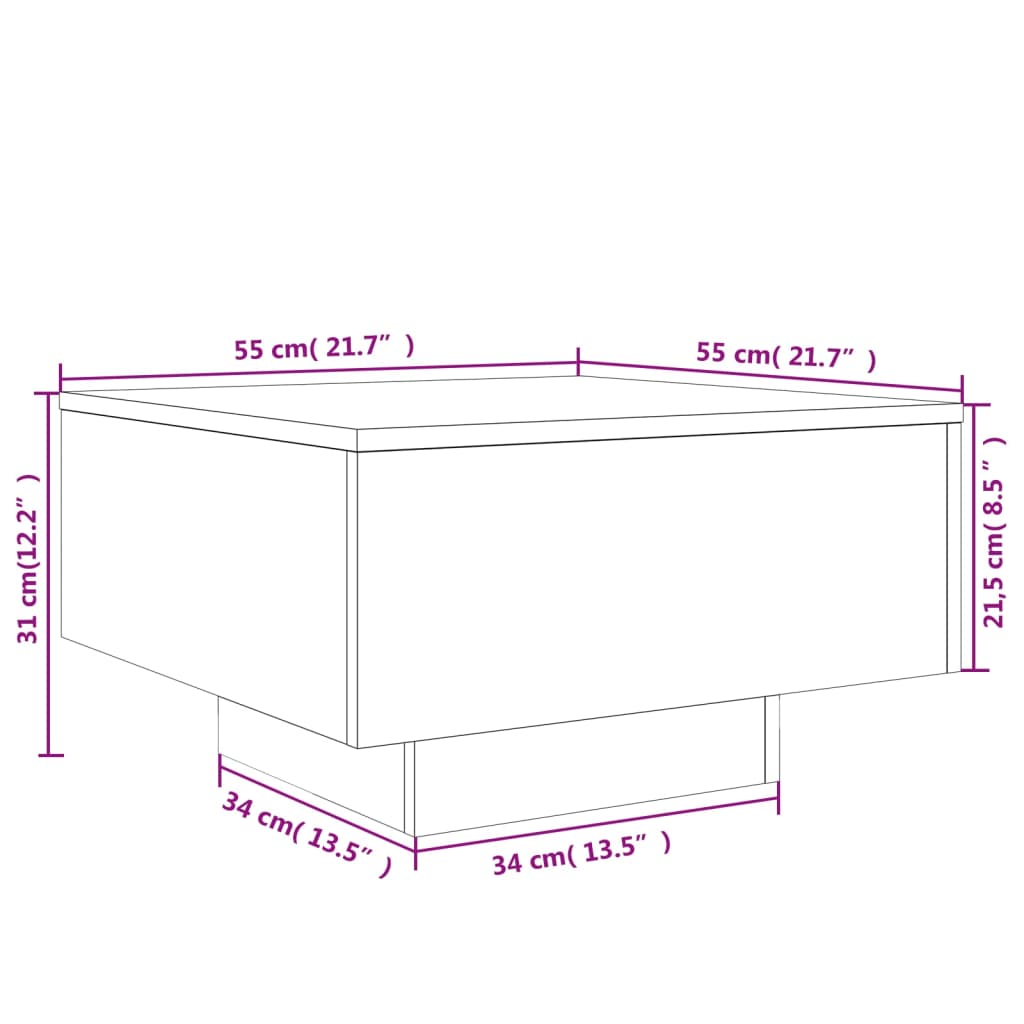 Salongbord Hvit 55X55X31 Cm Konstruert Tre