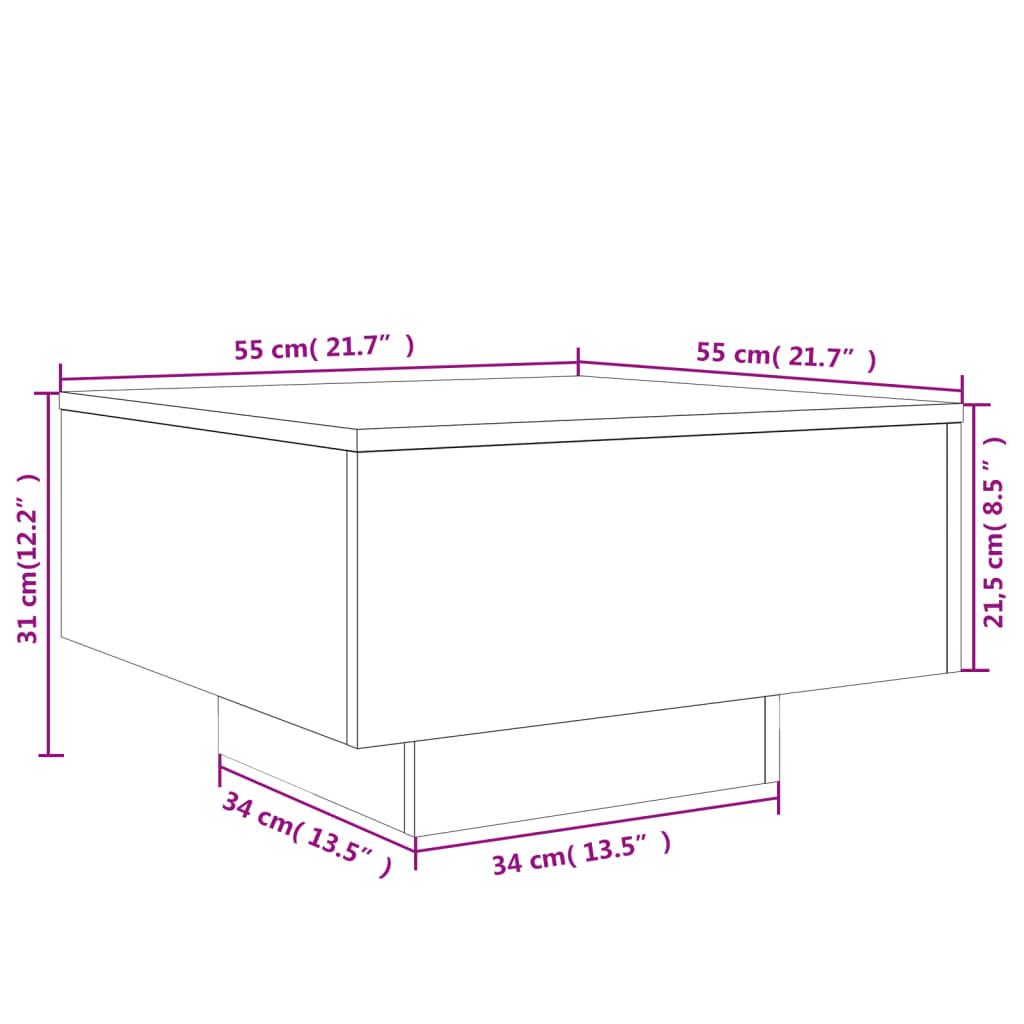 Salongbord Brun Eik 55X55X31 Cm Konstruert Tre