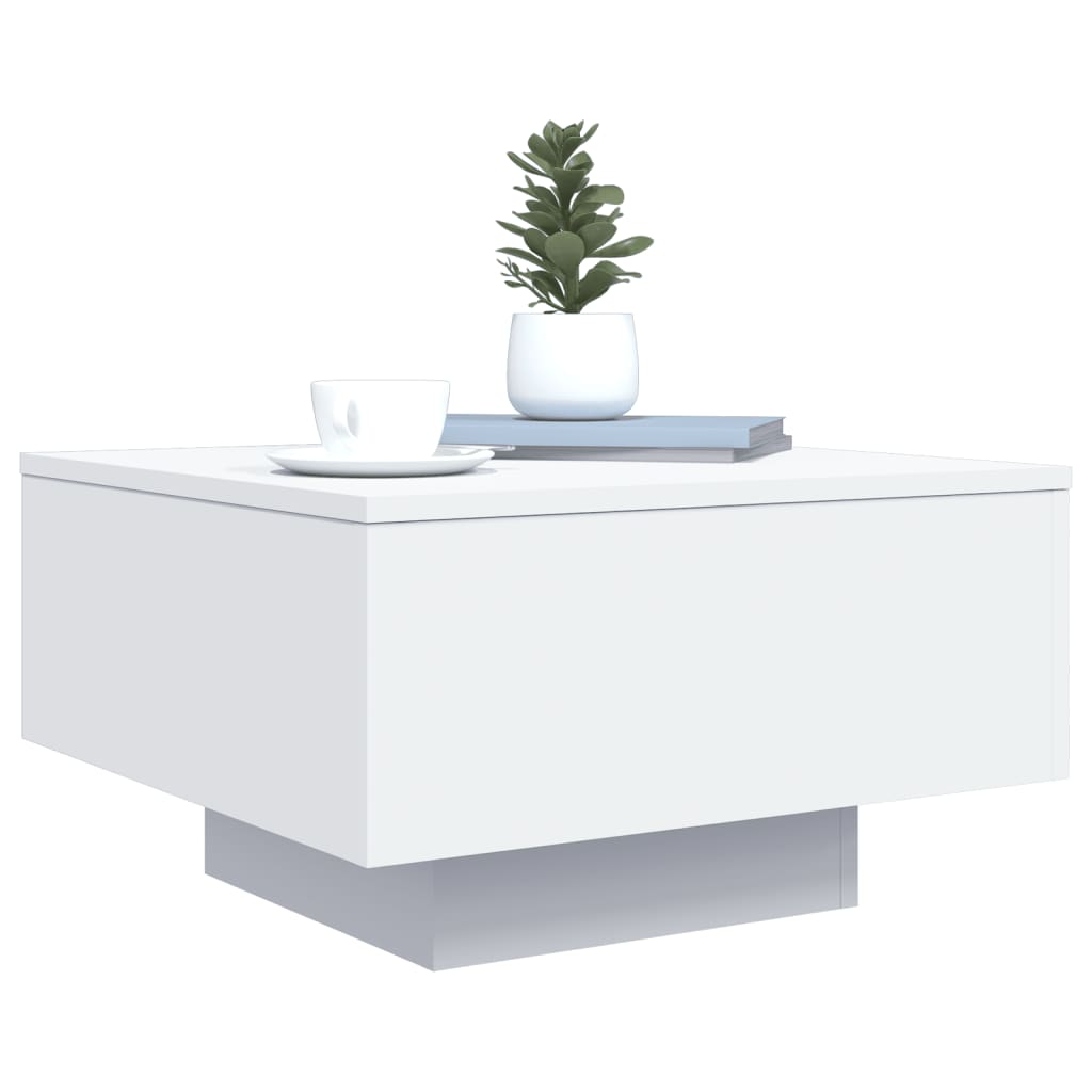 Salongbord Med Led-Lys Hvit 55X55X31 Cm