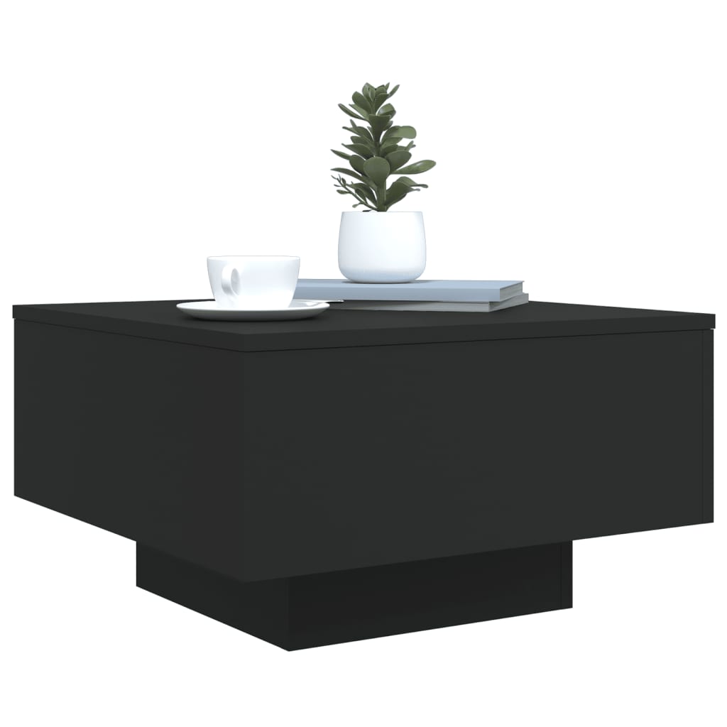 Sofabord Med Led-Lys Svart 55X55X31 Cm