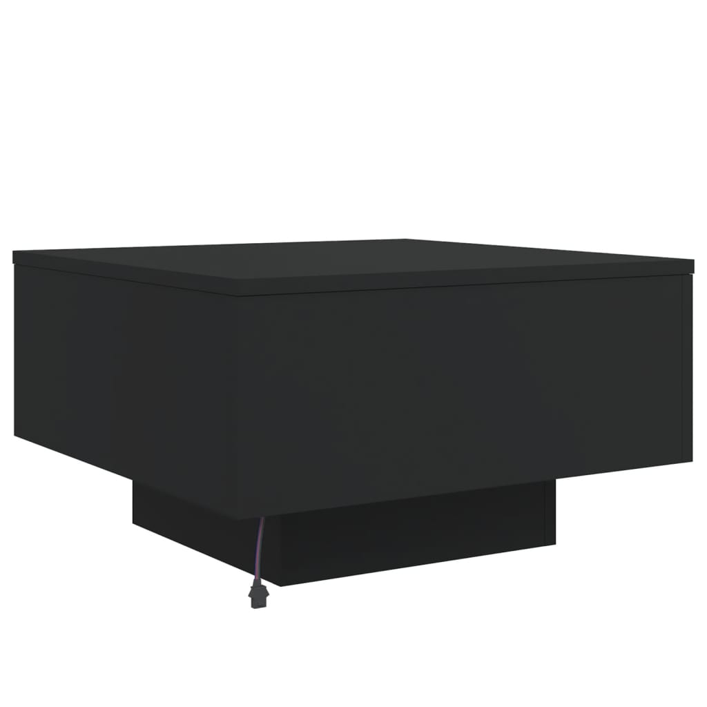 Sofabord Med Led-Lys Svart 55X55X31 Cm