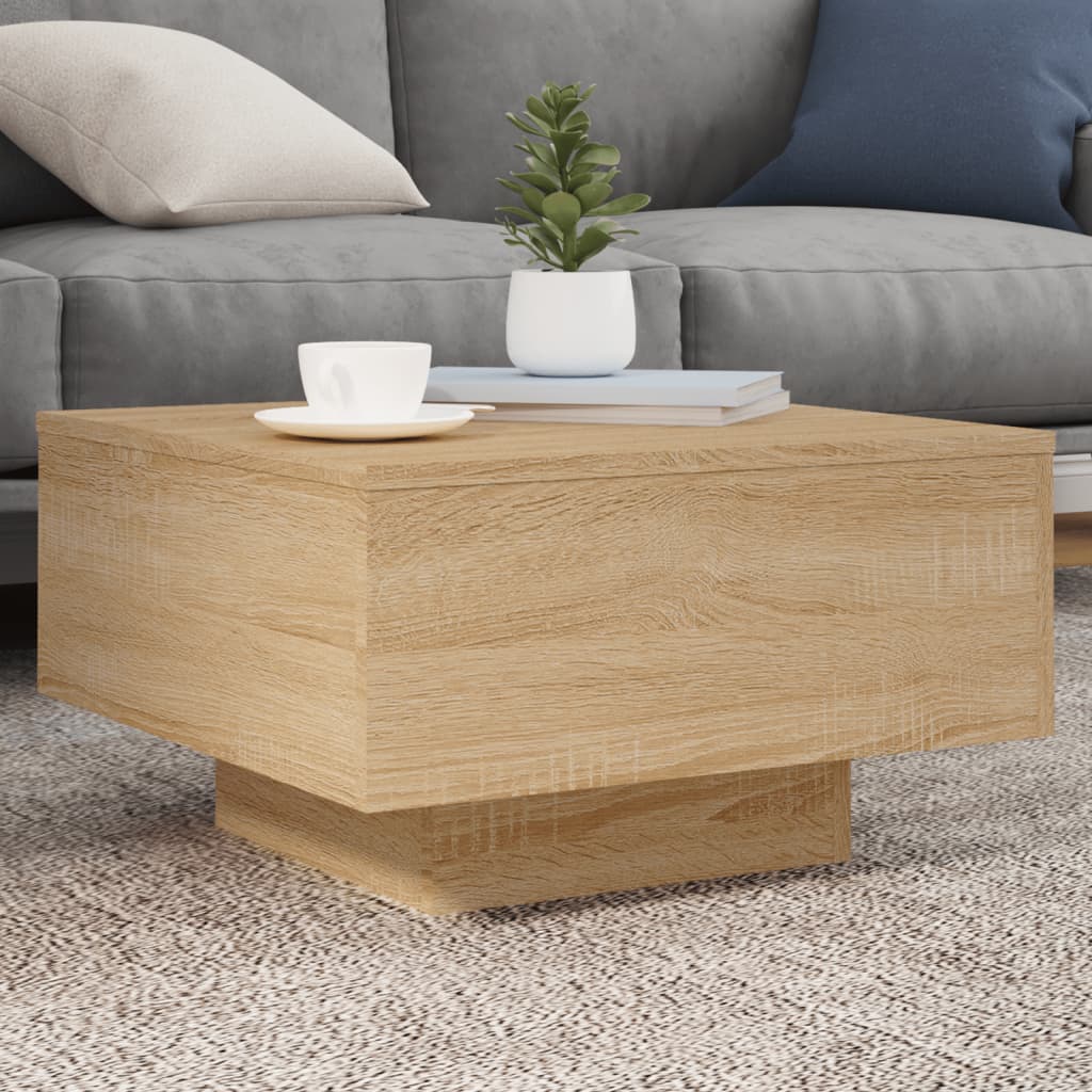 Salongbord Med Led-Lys Sonoma Eik 55X55X31 Cm