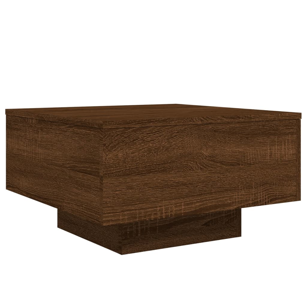 Salongbord Med Led-Lys Brun Eik 55X55X31 Cm