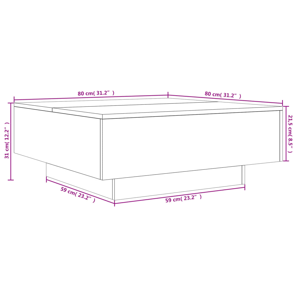 Salongbord Hvit 80X80X31 Cm Sponplate