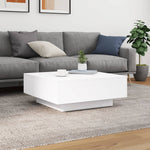 Salongbord Med Led-Lys Hvit 80X80X31 Cm
