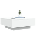 Salongbord Med Led-Lys Hvit 80X80X31 Cm