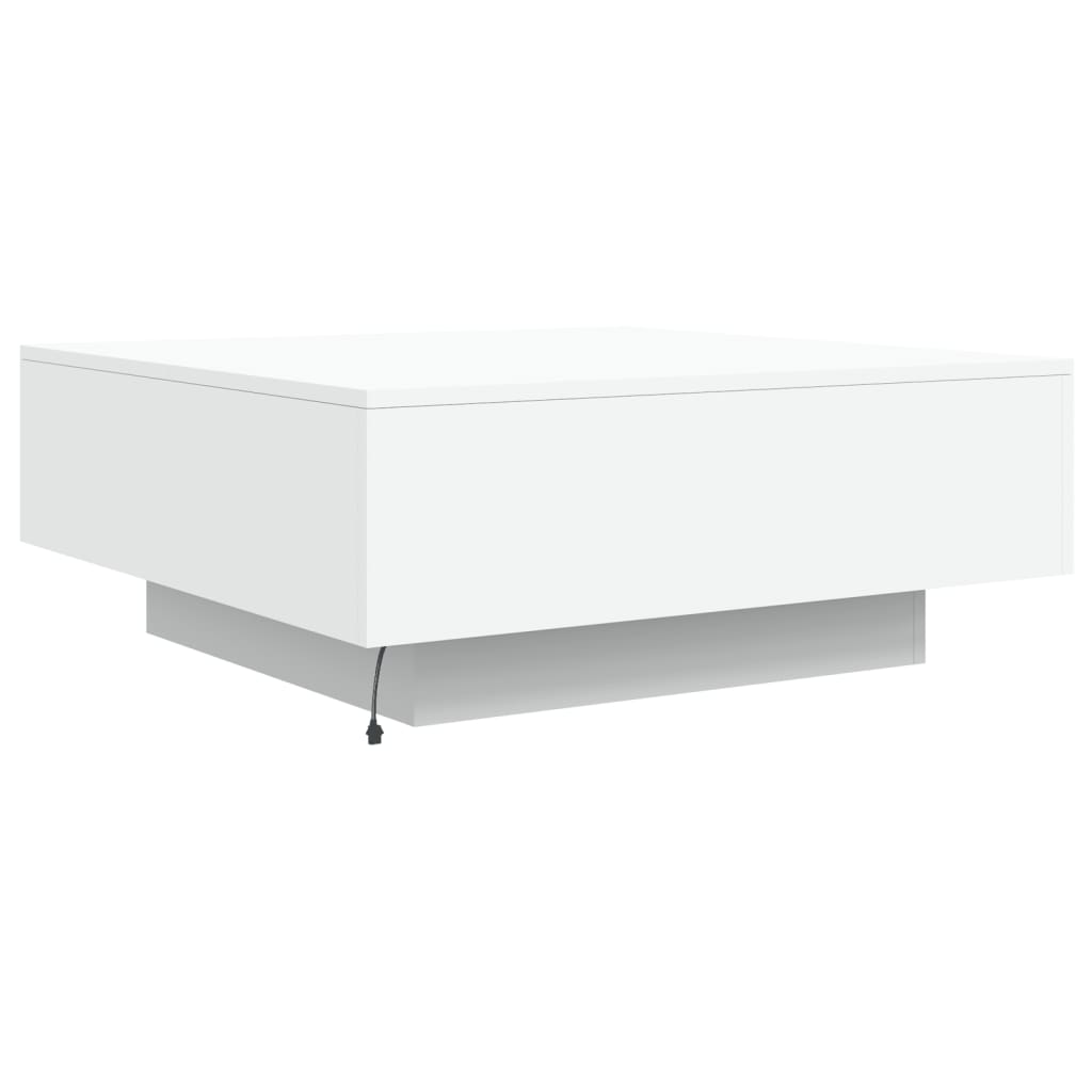 Salongbord Med Led-Lys Hvit 80X80X31 Cm