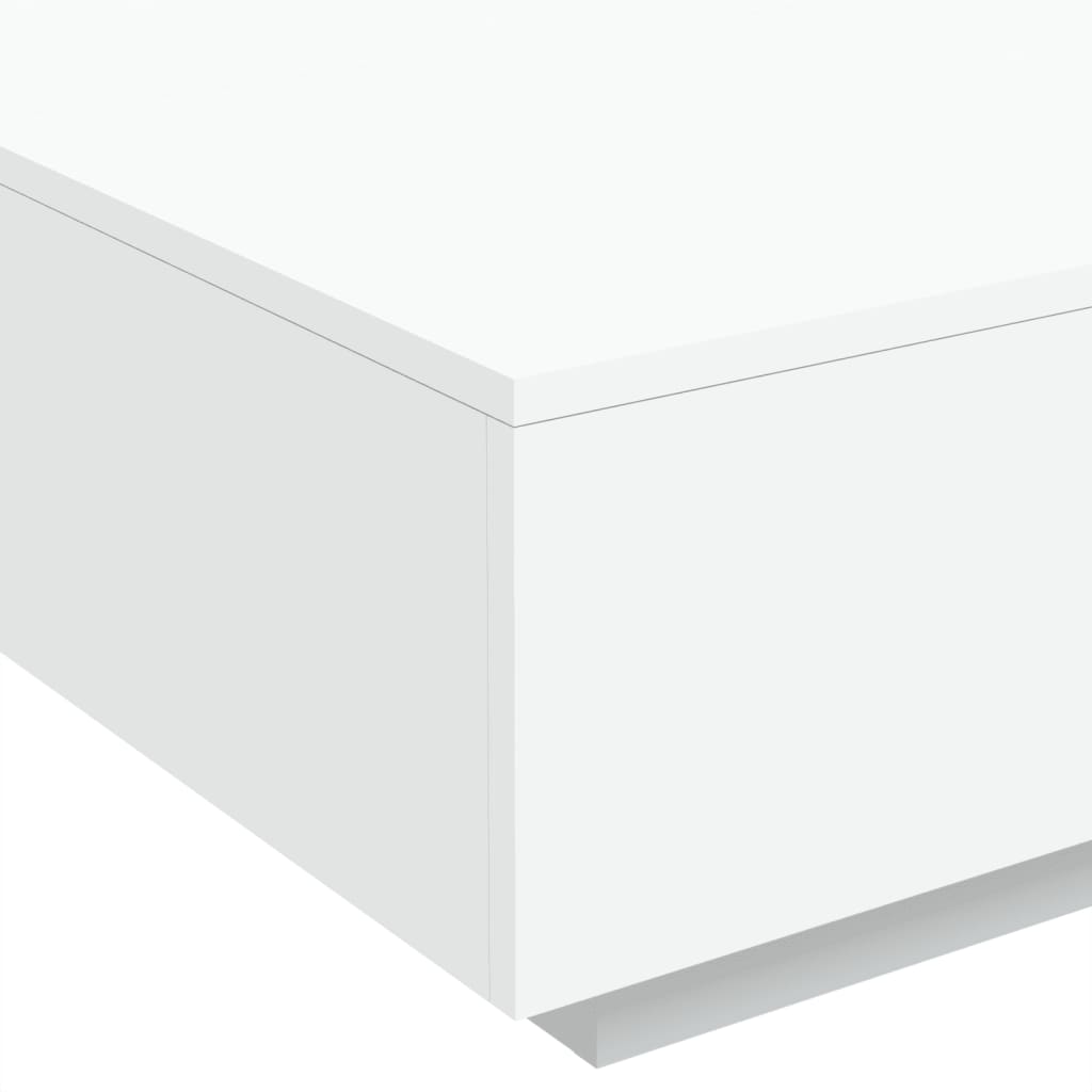 Salongbord Med Led-Lys Hvit 80X80X31 Cm