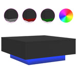 Salongbord Med Led-Lys Svart 80X80X31 Cm