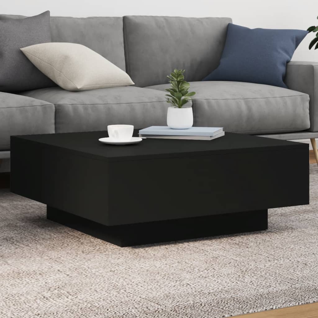 Salongbord Med Led-Lys Svart 80X80X31 Cm