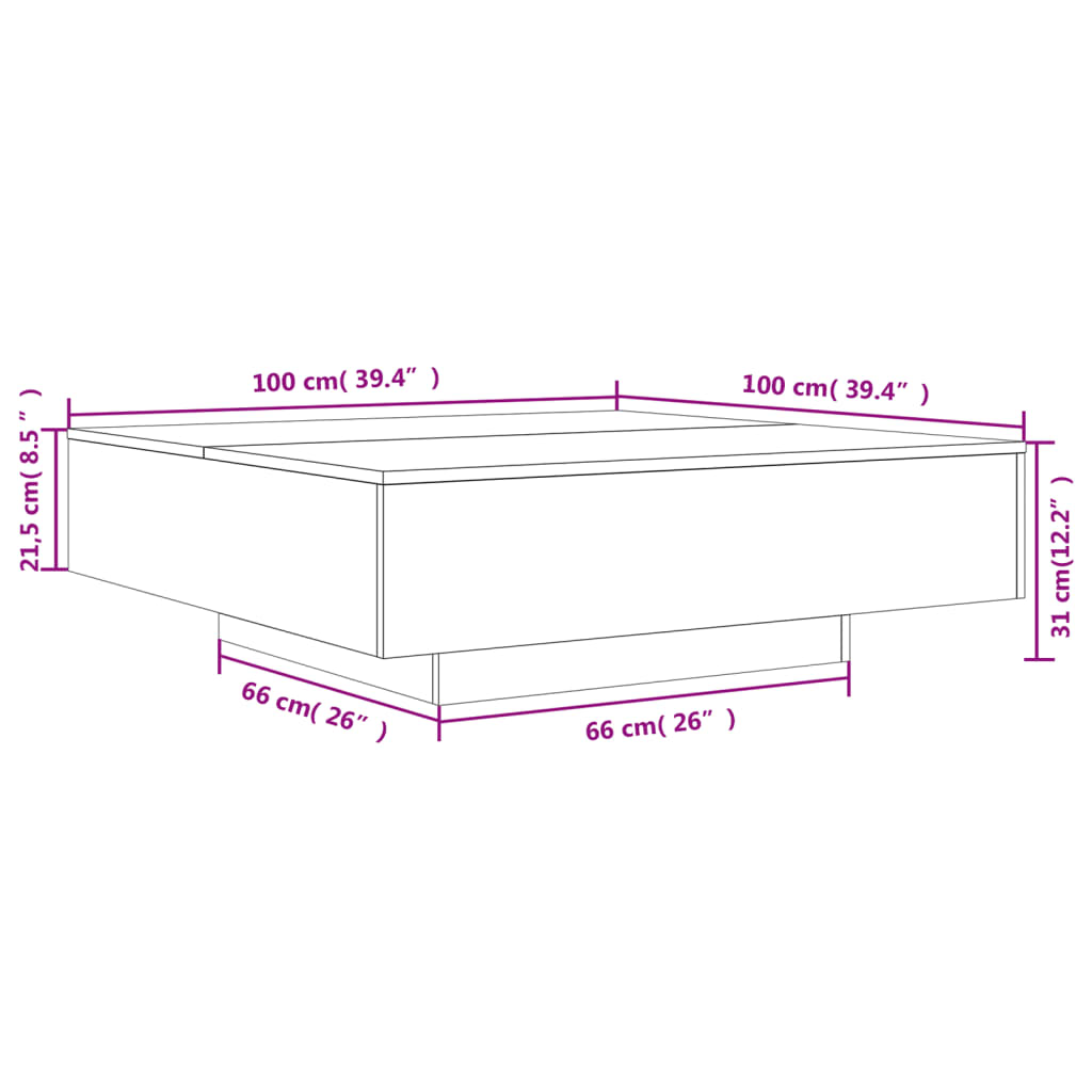 Salongbord Svart 100X100X31 Cm Konstruert Tre
