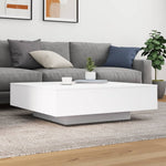 Salongbord Med Led-Lys Hvit 100X100X31 Cm