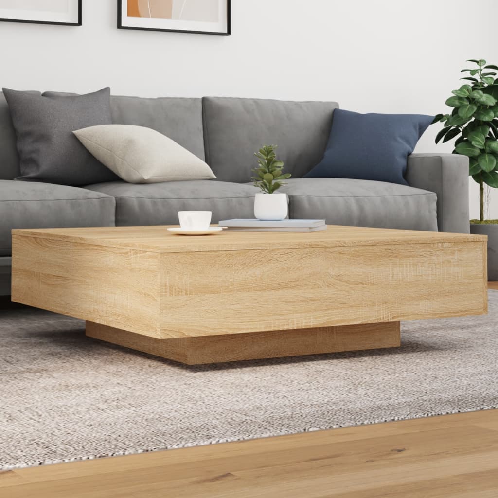 Salongbord Med Led-Lys Sonoma Eik 100X100X31 Cm