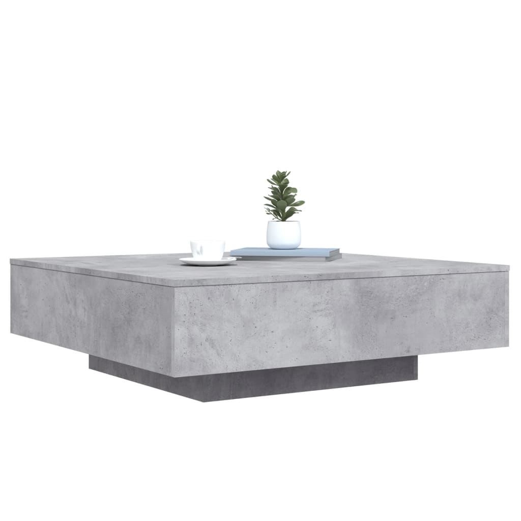 Salongbord Med Led-Lys Betonggrå 100X100X31 Cm