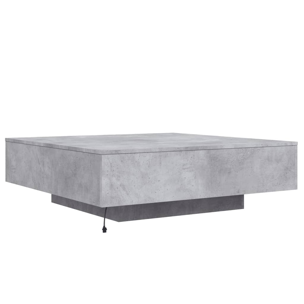 Salongbord Med Led-Lys Betonggrå 100X100X31 Cm