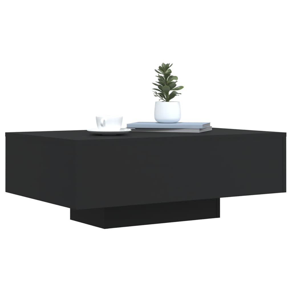 Sofabord Med Led-Lys Svart 85X55X31 Cm