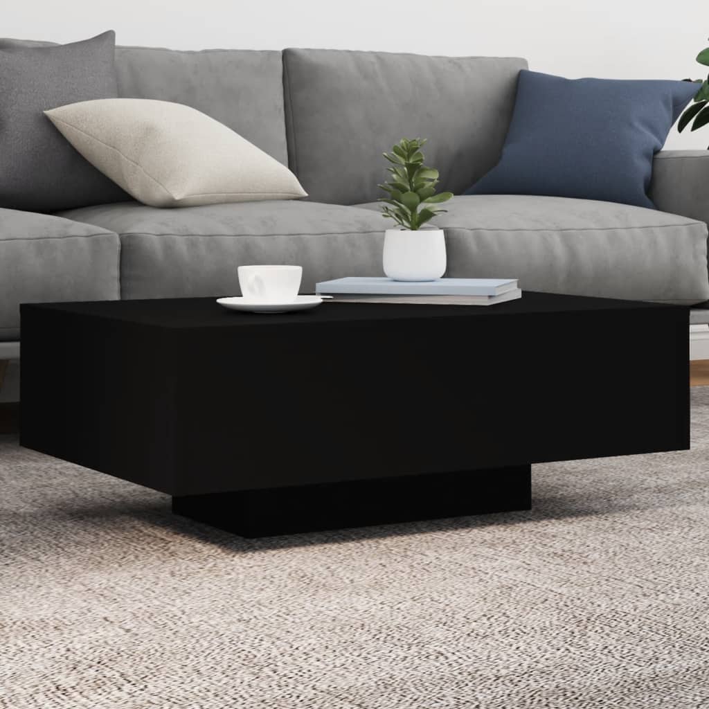Sofabord Med Led-Lys Svart 85X55X31 Cm