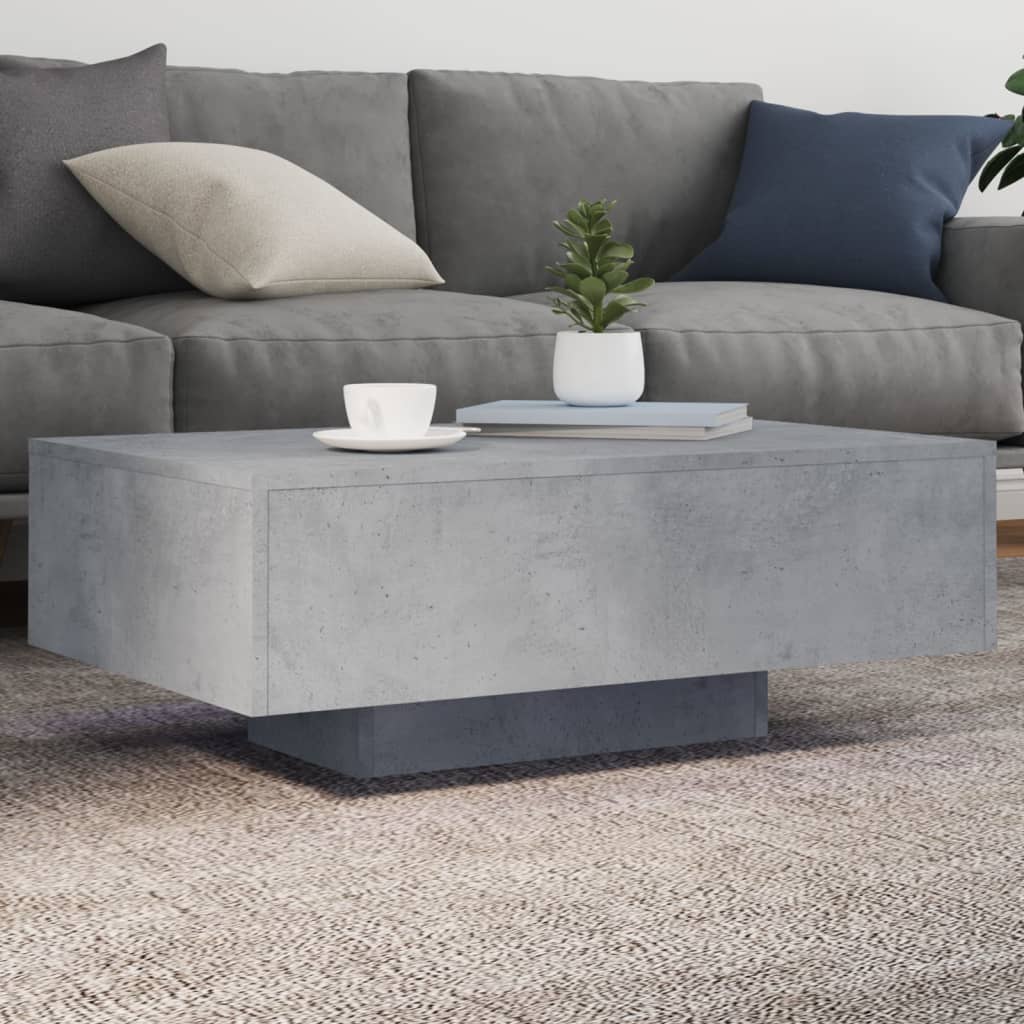 Salongbord Med Led-Lys Betonggrå 85X55X31 Cm
