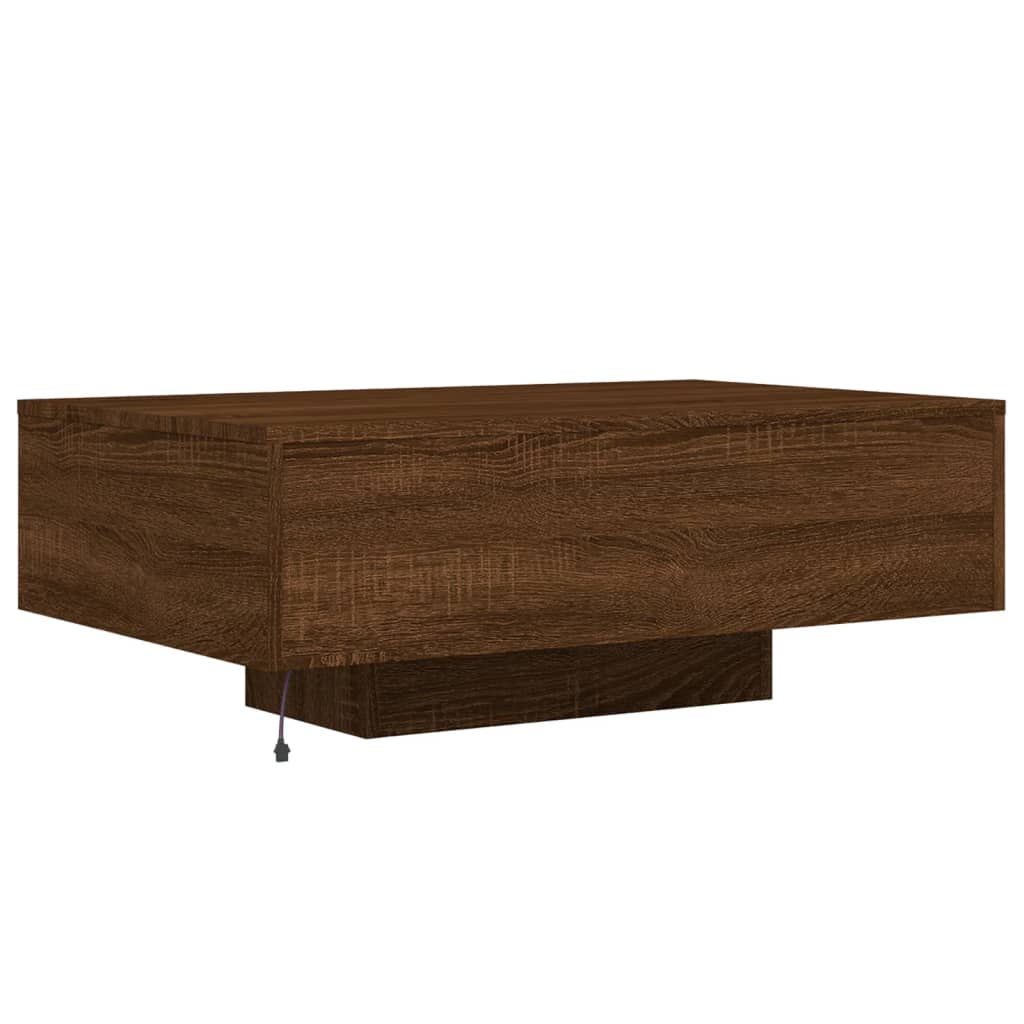 Salongbord Med Led-Lys Brun Eik 85X55X31 Cm