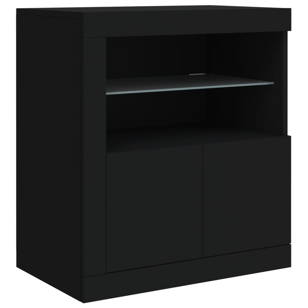 Skjenk Med Led-Lys Svart 60,5X37X67 Cm