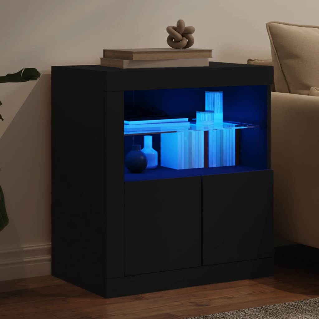 Skjenk Med Led-Lys Svart 60,5X37X67 Cm
