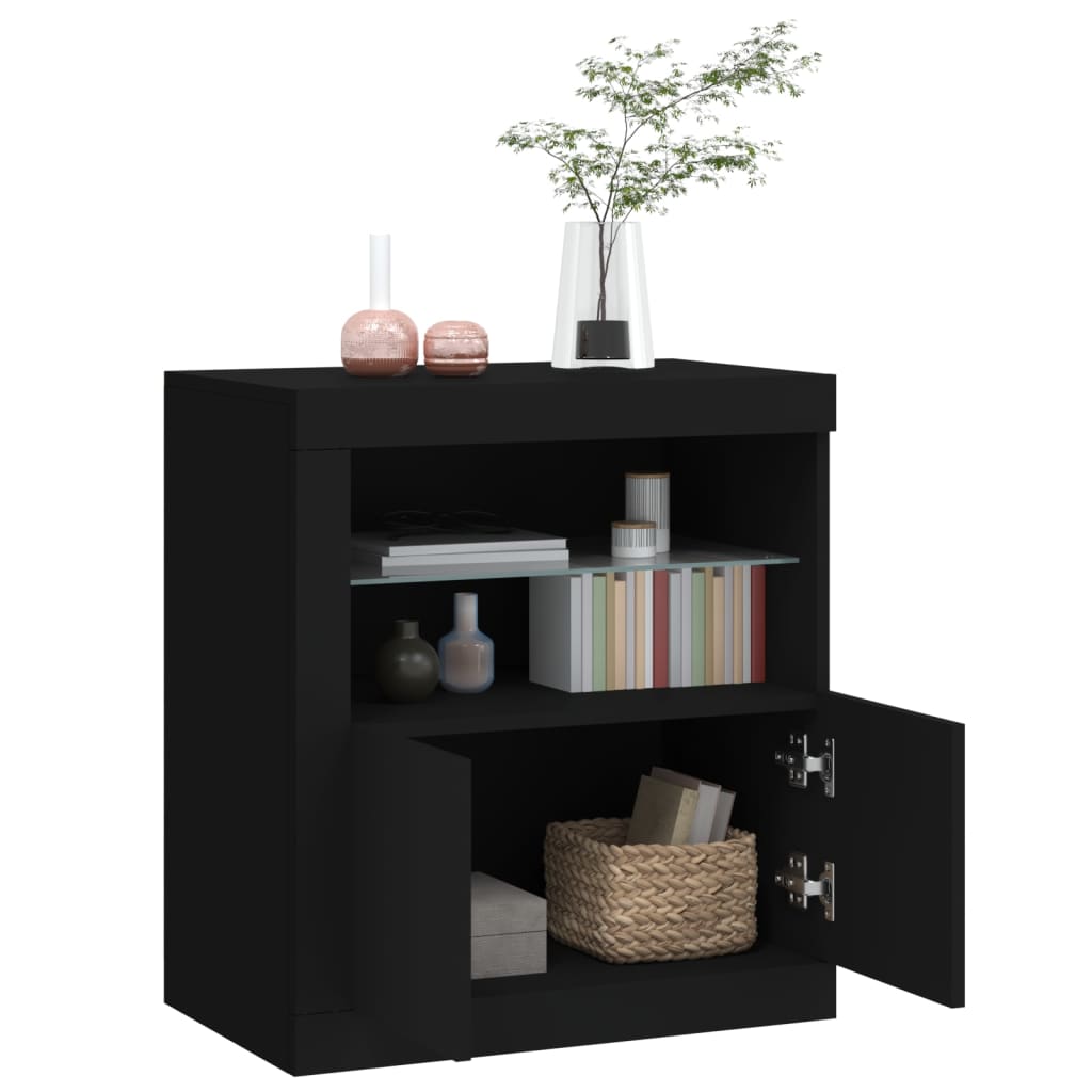 Skjenk Med Led-Lys Svart 60,5X37X67 Cm