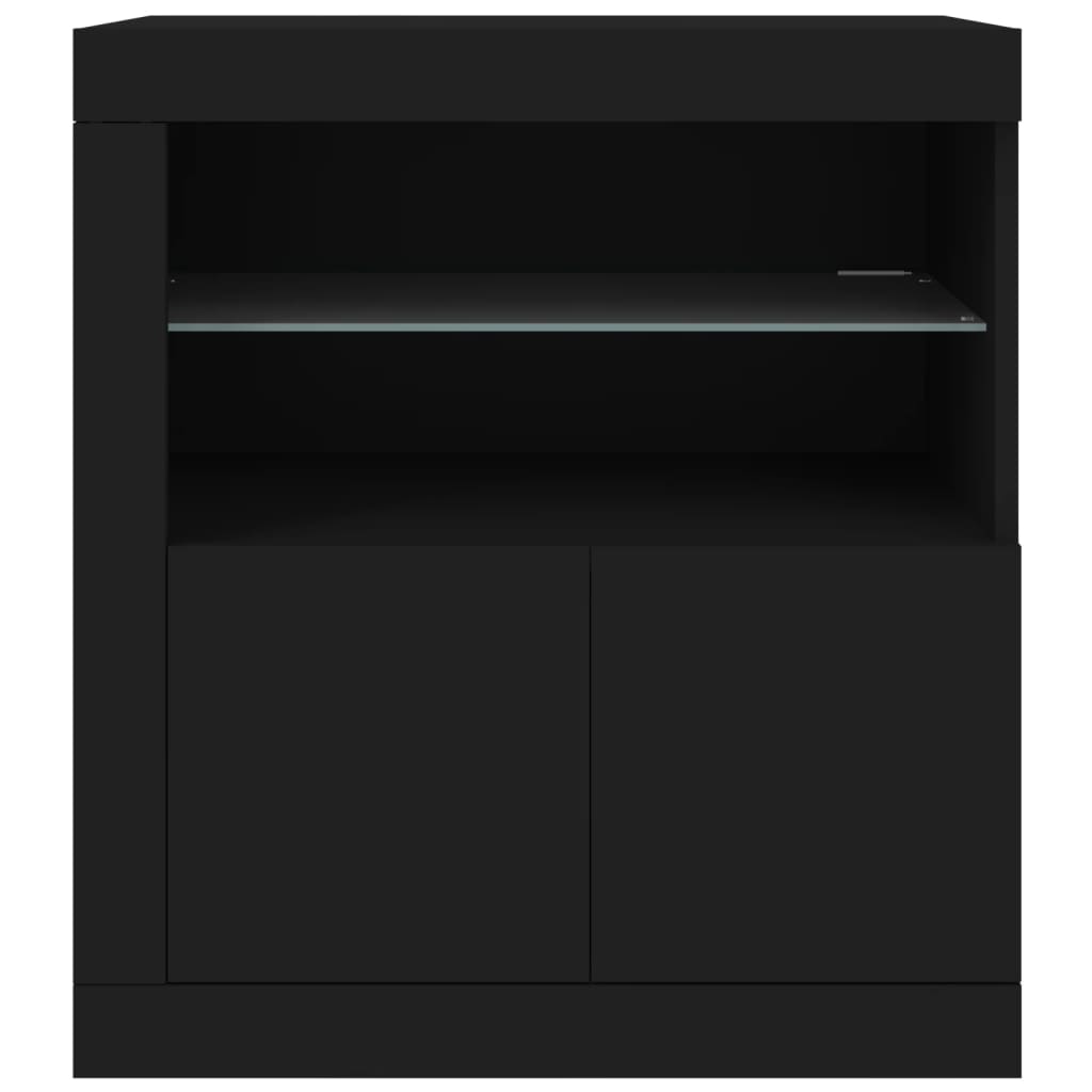 Skjenk Med Led-Lys Svart 60,5X37X67 Cm