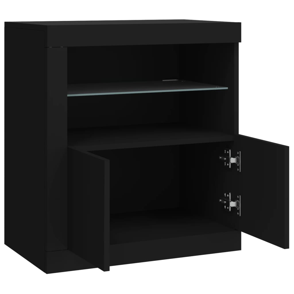 Skjenk Med Led-Lys Svart 60,5X37X67 Cm