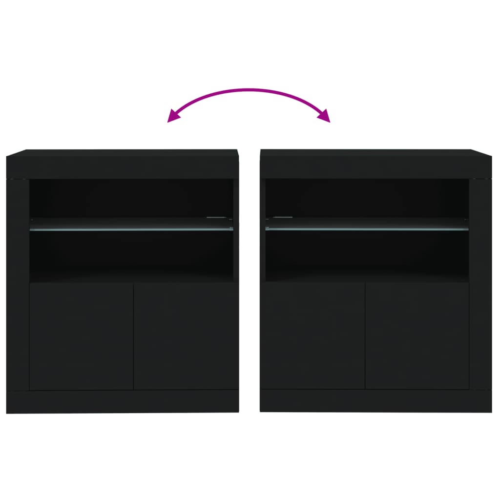 Skjenk Med Led-Lys Svart 60,5X37X67 Cm