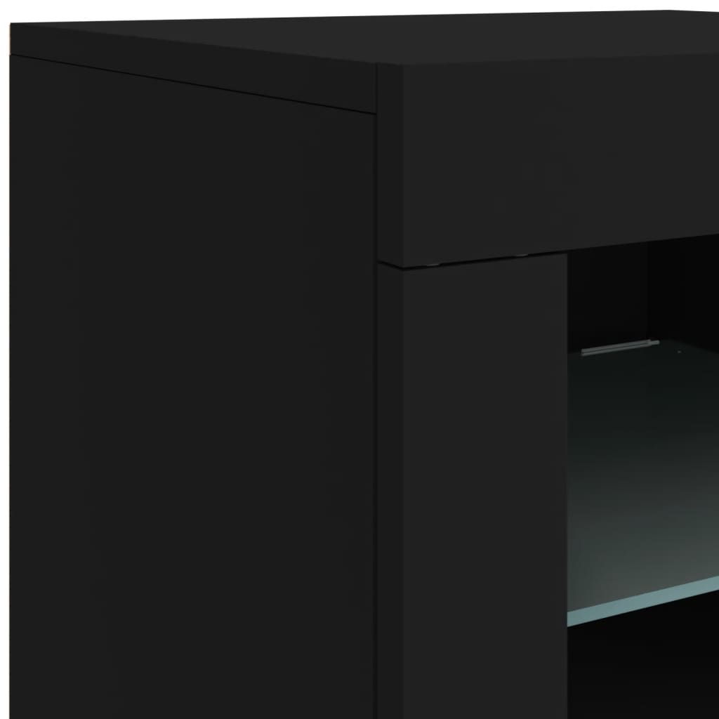 Skjenk Med Led-Lys Svart 60,5X37X67 Cm