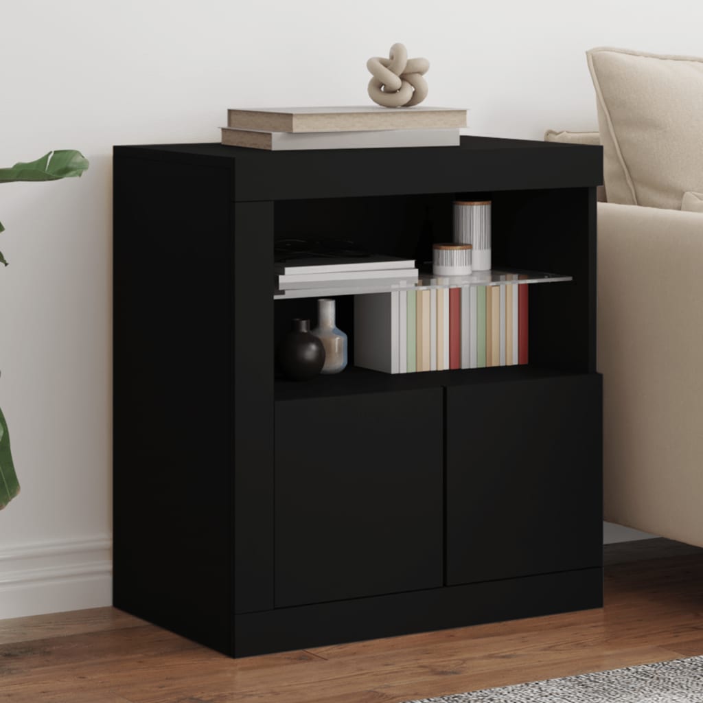 Skjenk Med Led-Lys Svart 60,5X37X67 Cm