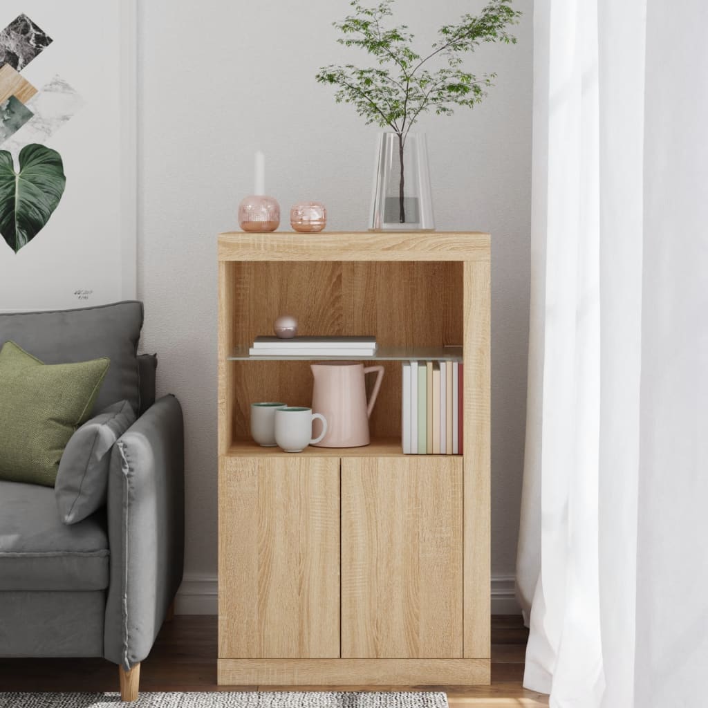 Sideskap Med Led-Lys Sonoma Eik Konstruert Tre