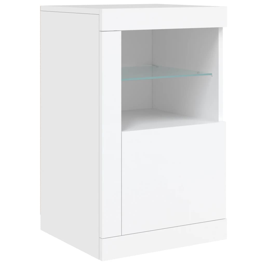 Sideskap Med Led 2 Stk Hvit Konstruert Tre