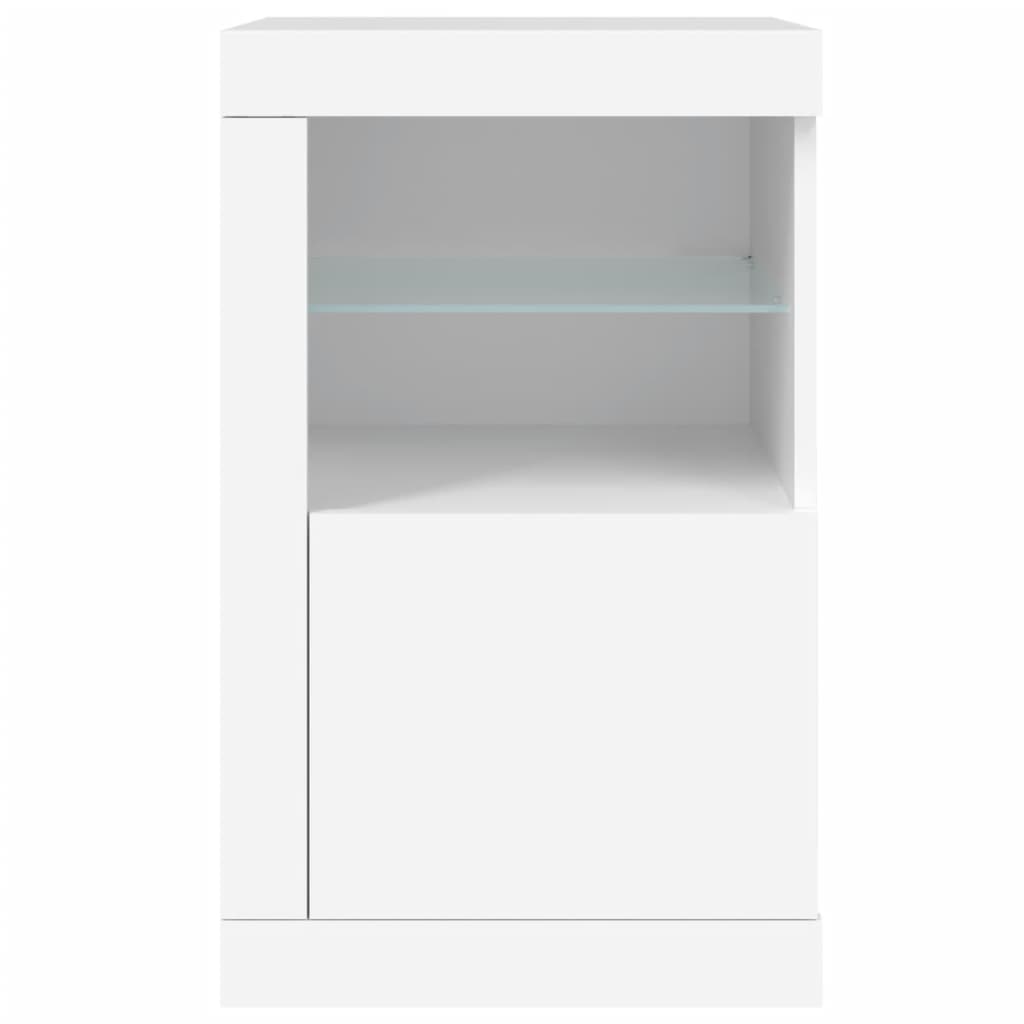 Sideskap Med Led 2 Stk Hvit Konstruert Tre