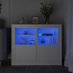 Sideskap Med Led 2 Stk Hvit Konstruert Tre