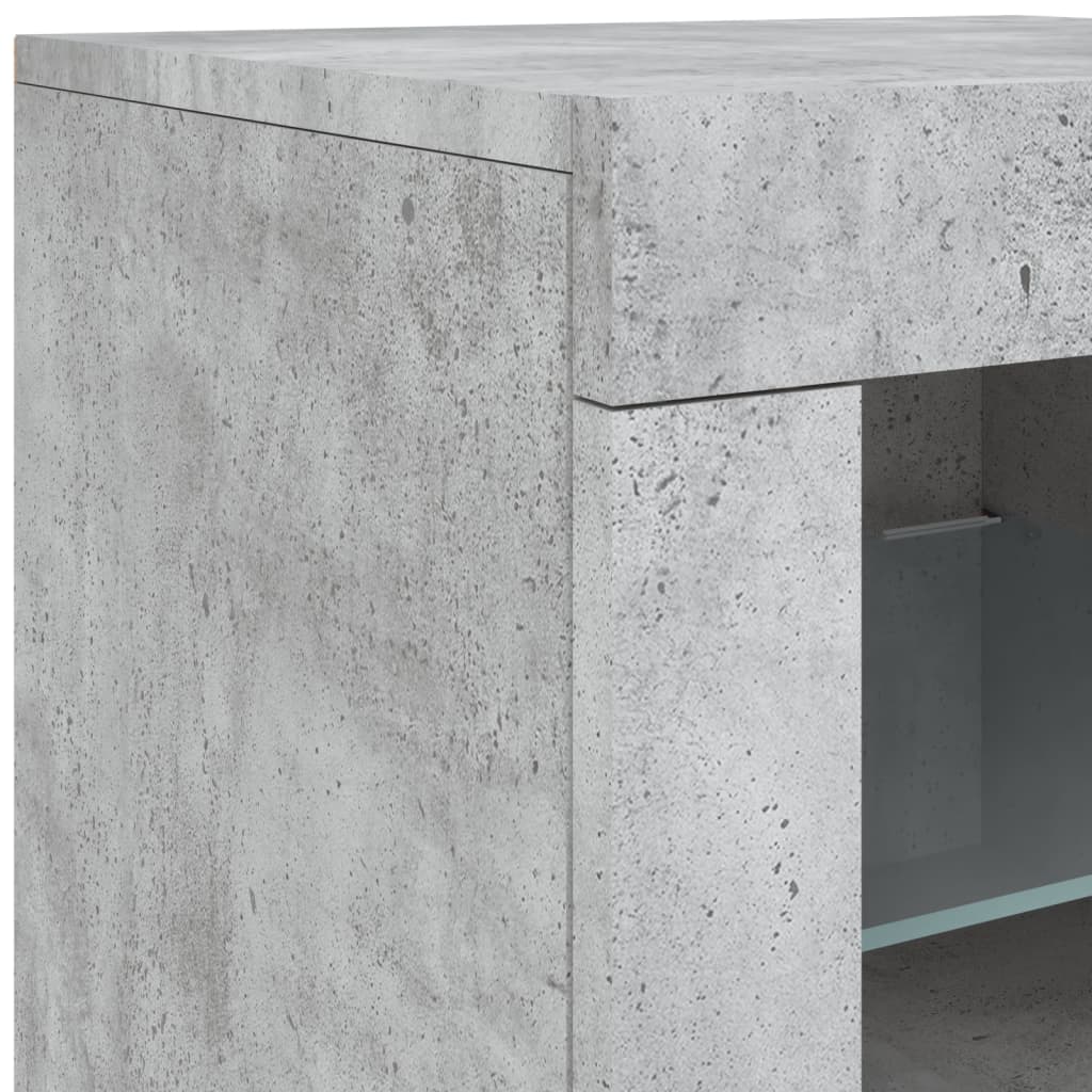 Sideskap Med Led 2 Stk Betonggrå Konstruert Tre