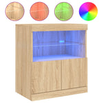 Skjenk Med Led-Lys Sonoma Eik 60X37X67 Cm