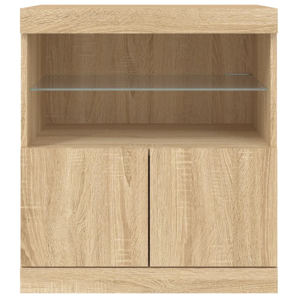 Skjenk Med Led-Lys Sonoma Eik 60X37X67 Cm