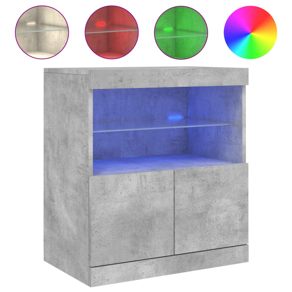 Skjenk Med Led-Lys Betonggrå 60X37X67 Cm