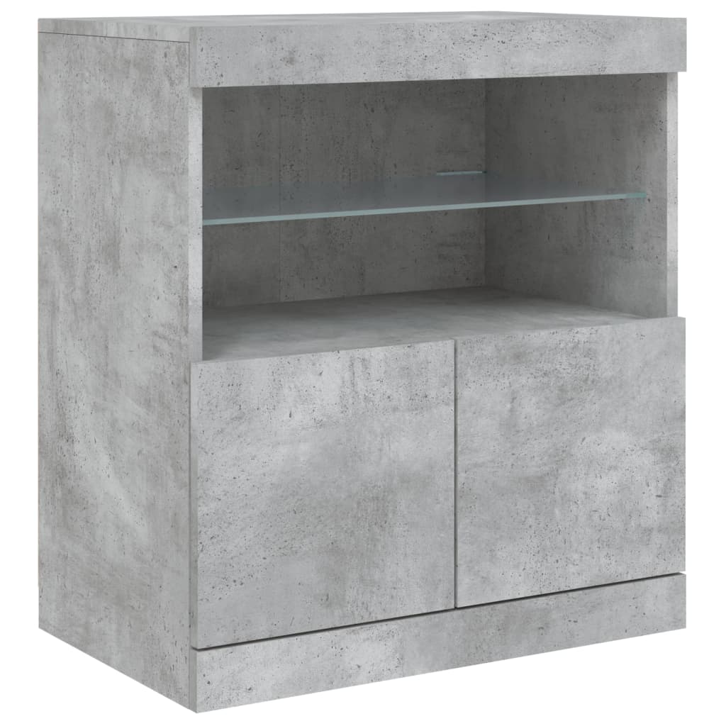 Skjenk Med Led-Lys Betonggrå 60X37X67 Cm