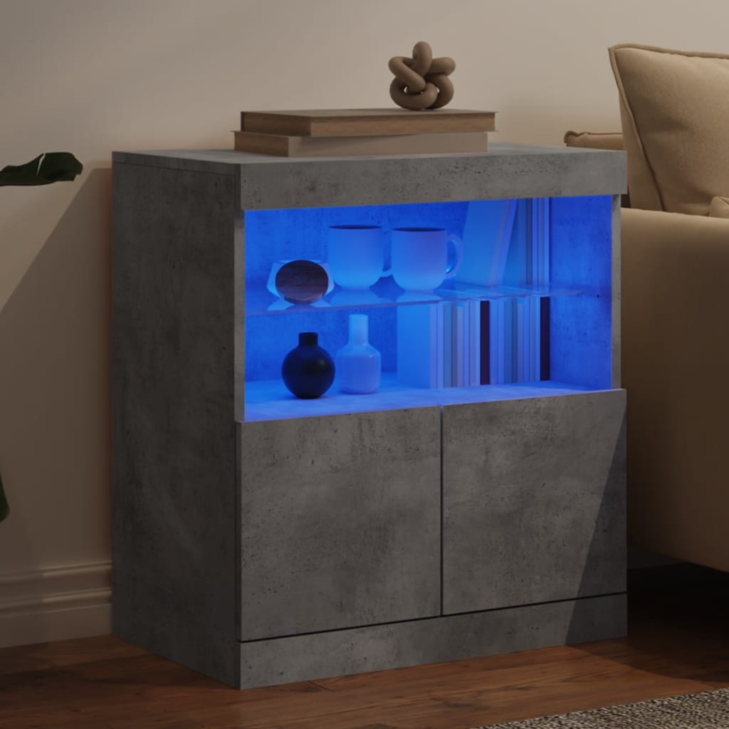 Skjenk Med Led-Lys Betonggrå 60X37X67 Cm
