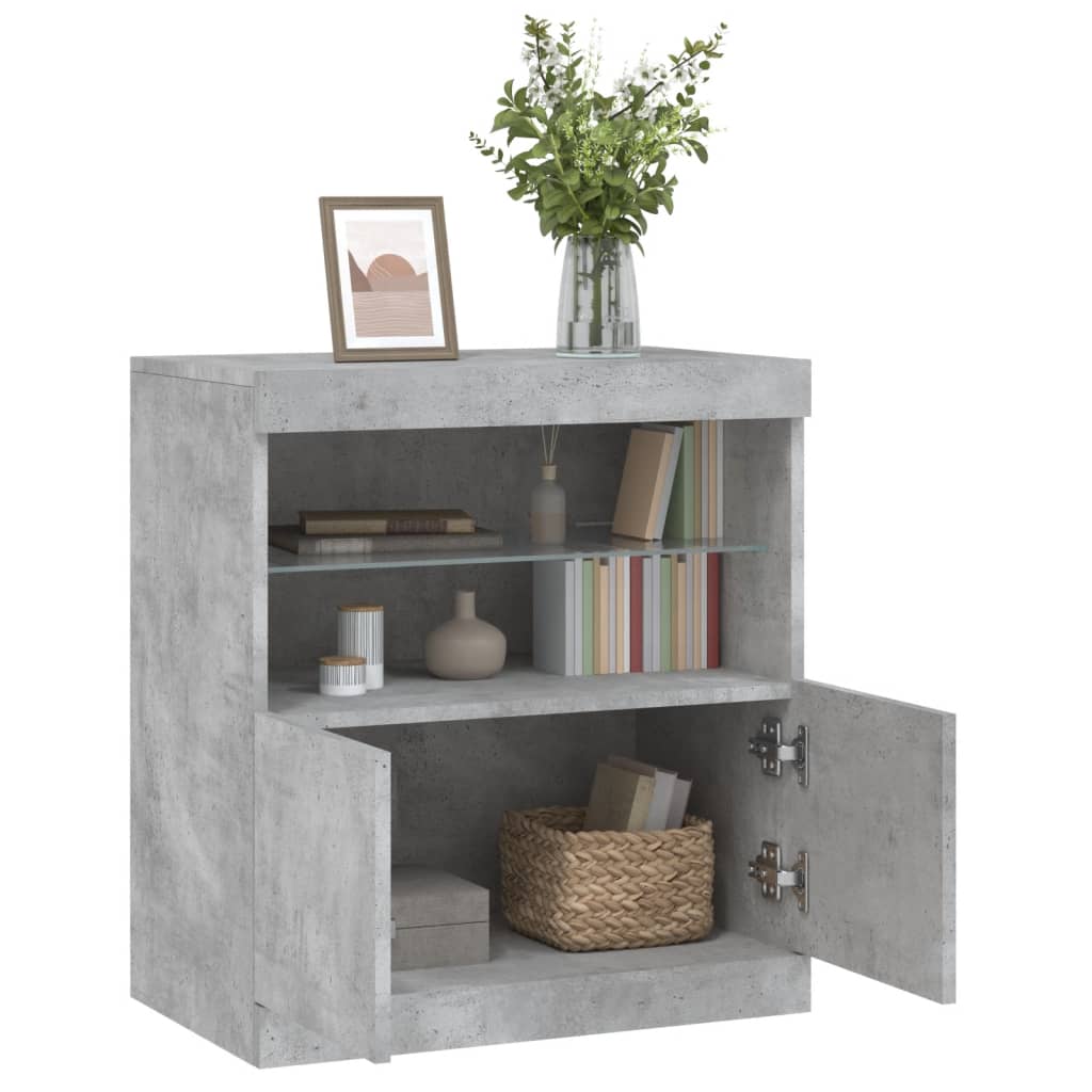 Skjenk Med Led-Lys Betonggrå 60X37X67 Cm
